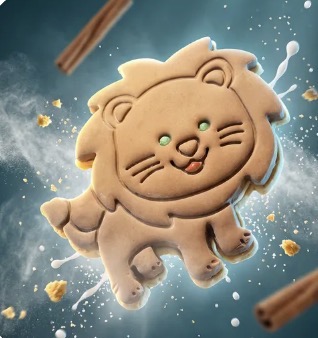 Playful character-shaped iced cookie with a friendly cat face